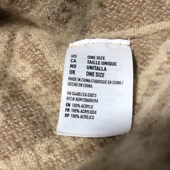 American Eagle Shawl Poncho Light Brown With Fringe - Picture 11 of 15